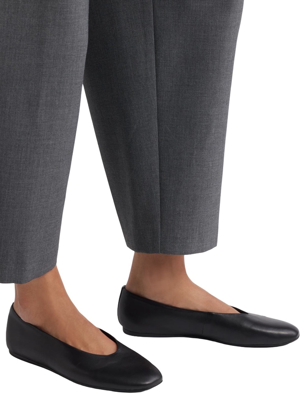 Nordstrom Maddox Ballet Flat Size 6.5 Black Leather Quiet Luxury Neutral Classic